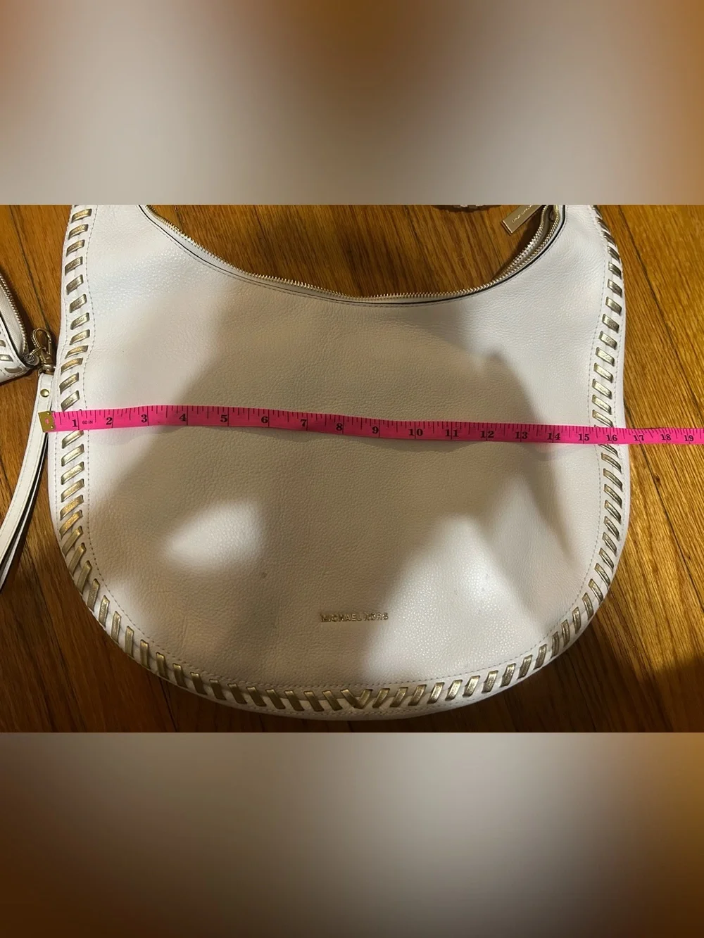 Michael Kors Lauryn Large Shoulder Bag Leather Optic White And Wallet
